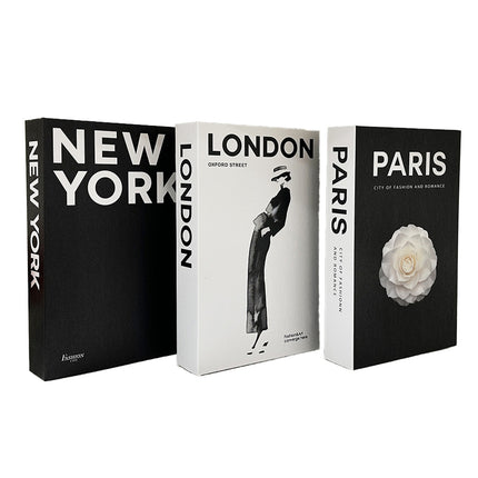 3 PCS Modern Decorative Books Set Foldable Fake Books for Display City Theme