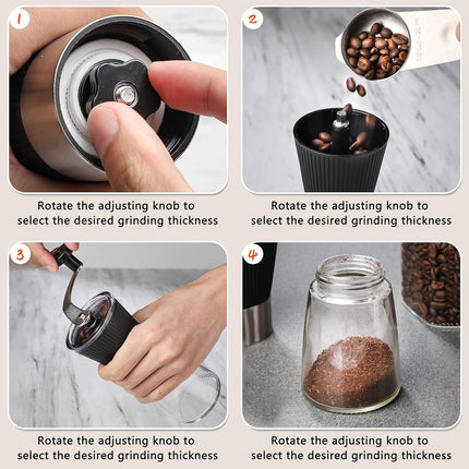 Small Manual Coffee Grinder Beans Nuts Adjustable Conical Ceramic Burr Spice