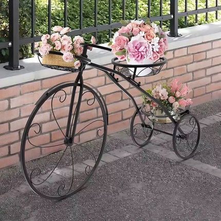 European Style Multi Layer Iron Bicycle Basket Flower Rack Outdoor Garden Decor