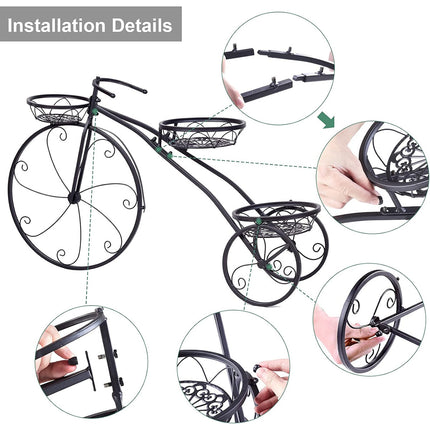 European Style Multi Layer Iron Bicycle Basket Flower Rack Outdoor Garden Decor