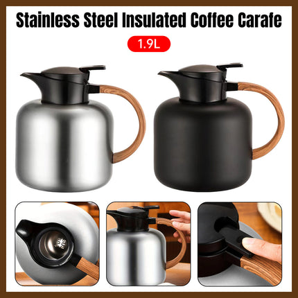 1.9L Stainless Steel Insulated Coffee Carafe Leak-Proof with Handle Home Use