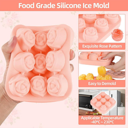 Rose Silicone Ice Ball Mould Box Ice Compartment Tray for Home Bar Drink Making
