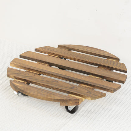 Round Swivel Caster Wooden Planter Stand Plant Pot Base for Plant Moving