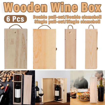 6pcs Red Wine Wooden Gift Box Packaging Storage Box for Wine Bottle Gifts