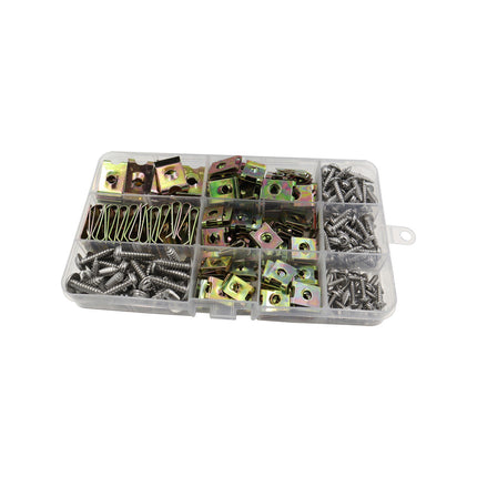 200PCS U-Shaped Nuts and Self-Tapping Screws Kit 4 Sizes Car Fastener Durable