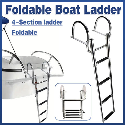 Marine Folding Ladder Yacht Telescopic Step Ladder with Arched Handrail for Boat