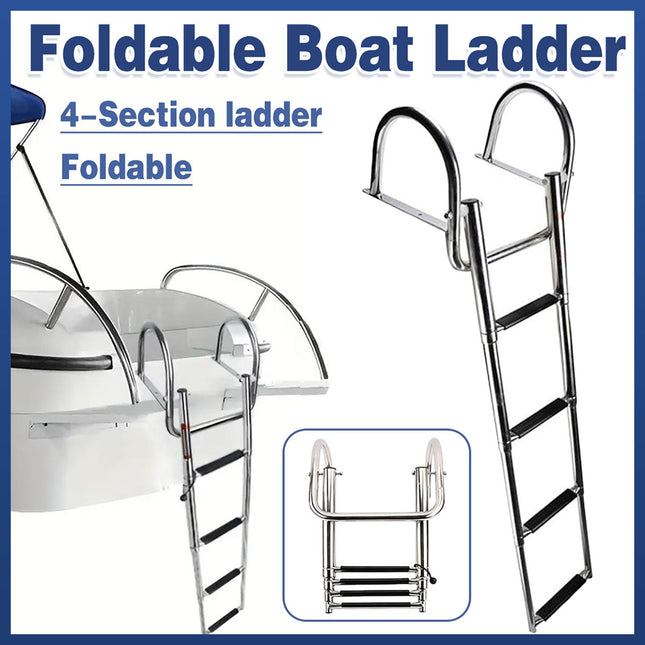 Marine Folding Ladder Yacht Telescopic Step Ladder with Arched Handrail for Boat