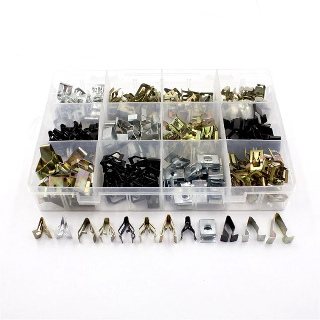 240PCS Car Dashboard and Door Panel Fastener Set Auto Trim Clips U-Shaped