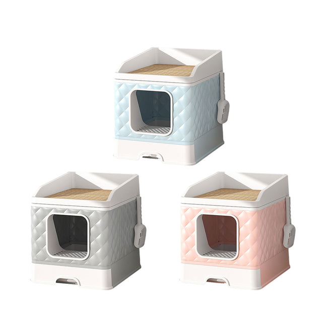 Cat Litter Box Large Capacity Drawer Type Design Enclosed Toilet for Indoor Pet