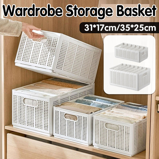 Wardrobe Storage Basket Set Multi-Size Compartment Boxes for Clothes Storage