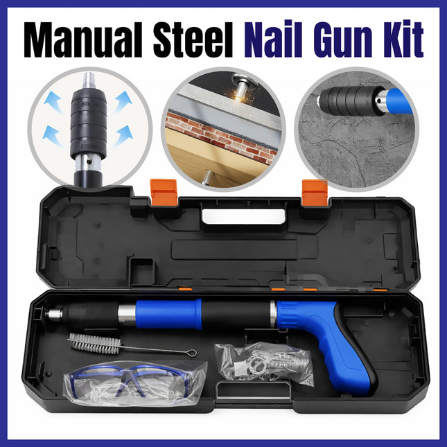 Manual Steel Nail Gun Kit with Five Level Force Adjustment for Construction Use