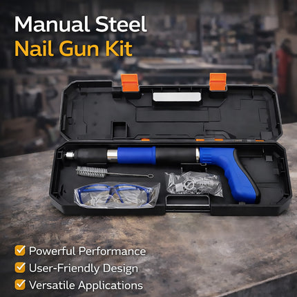Manual Steel Nail Gun Kit with Five Level Force Adjustment for Construction Use