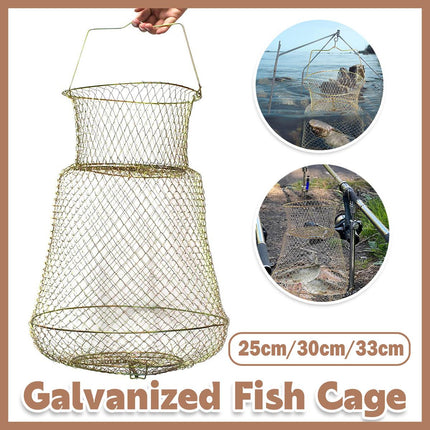 Folding Fish Trap Mesh Cage Portable Fishing Net Guard Pocket for Catching Fish