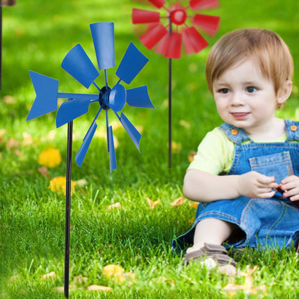 Metal Windmill Garden Decor Outdoor Yard Stake Ornament for Lawn Courtyard Park