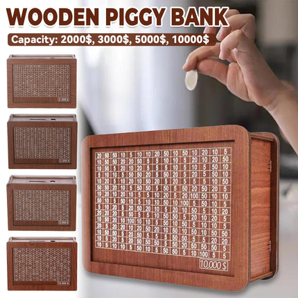 Creative Wooden Piggy Bank for Kids Room Home Office Desk Organizer Durable