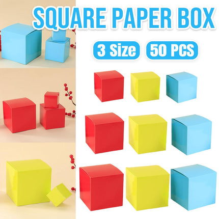 50pcs Colourful Square Paper Boxes Gifts Packaging Craft Supplies Storage Boxes