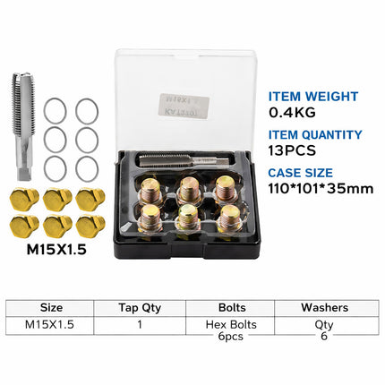 13-piece Automotive Oil Pan Thread Repair Tool Kit for Car Engine Maintenance