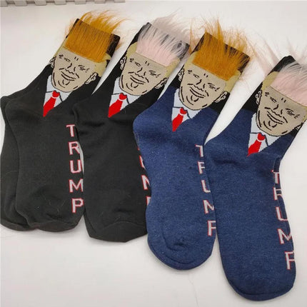 Unisex Fashion Hair Pattern Cotton Mid Calf Socks Trendy Design Comfortable Fit
