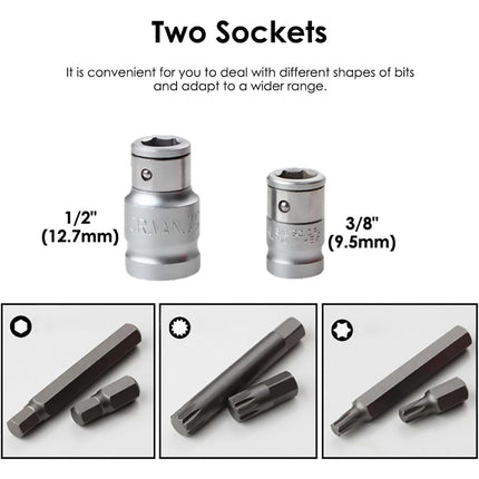40PCS Mechanic Socket Bits Tool Set 1/2 Inch 3/8 Inch Durable for Auto Repair