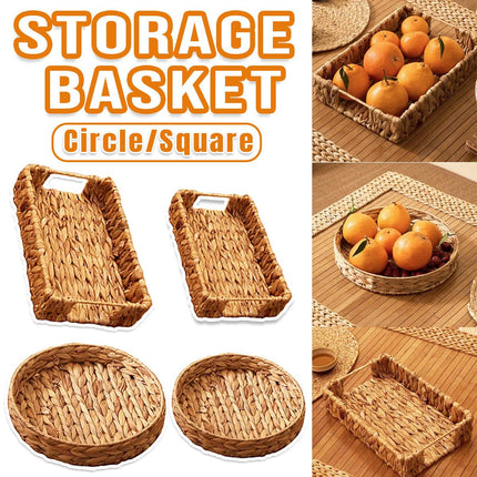 2pcs Rattan Fruit Tray Decorative Storage Trays Multipurpose Shelving Organizer