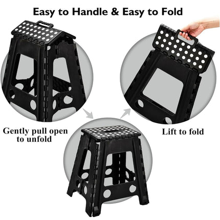 2PCS Plastic Folding Stool Set Portable Space Saving Step Stools Indoor Outdoor