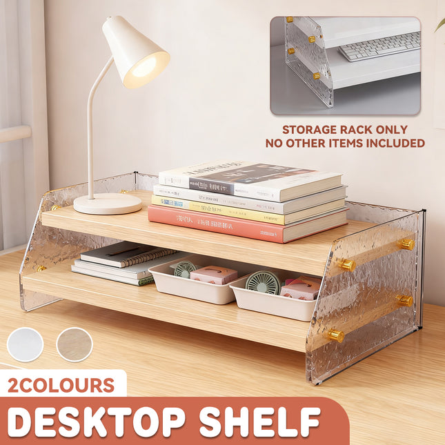 Double Layer Acrylic Desktop Organiser Stable Clear for Desk Monitor Riser Use
