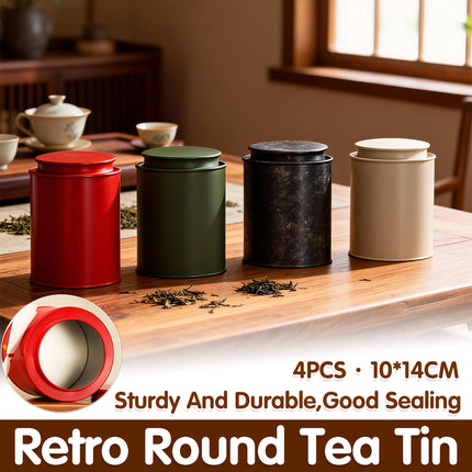 4PCS Retro Tea Coffee Bean Storage Tin Airtight 4Colour for Kitchen Pantry Use