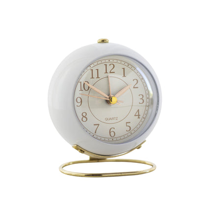 Simple Quiet Metal Alarm Clock with Night Light Battery-powered for Home Bedroom