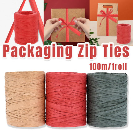 3 Rolls Raffia Paper Rope Gift Wrapping String Decorative Tie for Crafts Packing