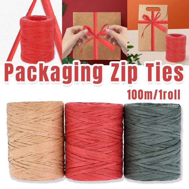 3 Rolls Raffia Paper Rope Gift Wrapping String Decorative Tie for Crafts Packing