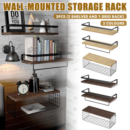 3 PCS Multi Functional Wall Mounted Storage Shelf Space Saving Home Decor