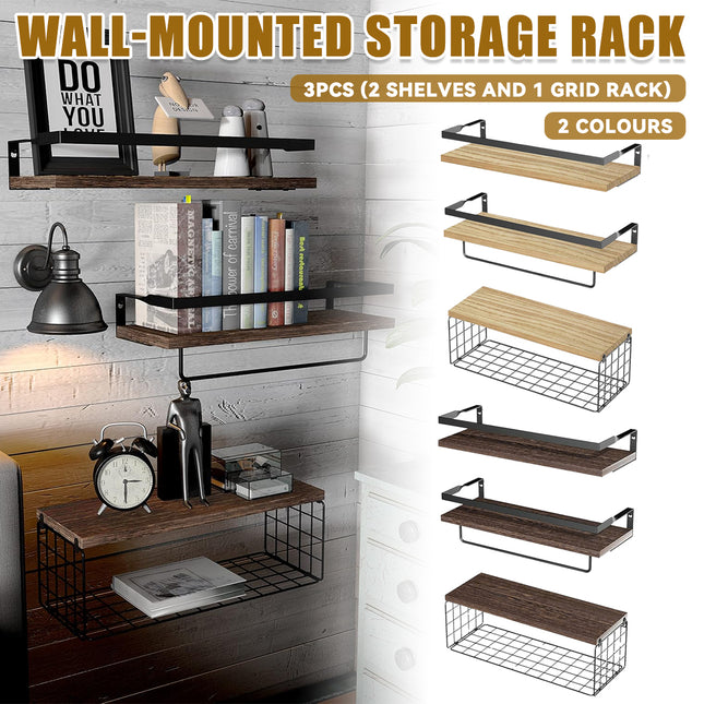 3 PCS Multi Functional Wall Mounted Storage Shelf Space Saving Home Decor