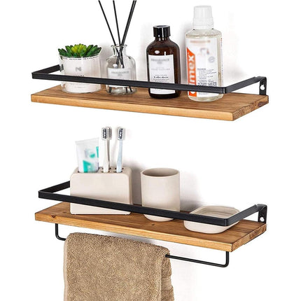 2pcs Floating Wall Shelf Iron Storage Rack Mounted Home Office Decor Organizer