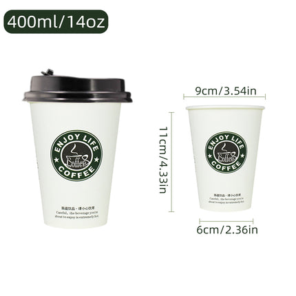 250Sets Disposable Coffee Cups 400ml Food-Grade with Lids for Cafe Takeaway Use