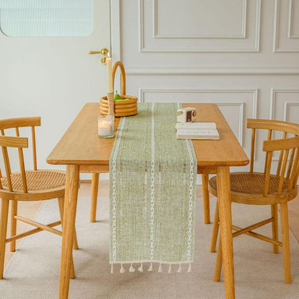Solid Colour Woven Hollow Fringe Table Runner Home Dining Tablecloth Decoration