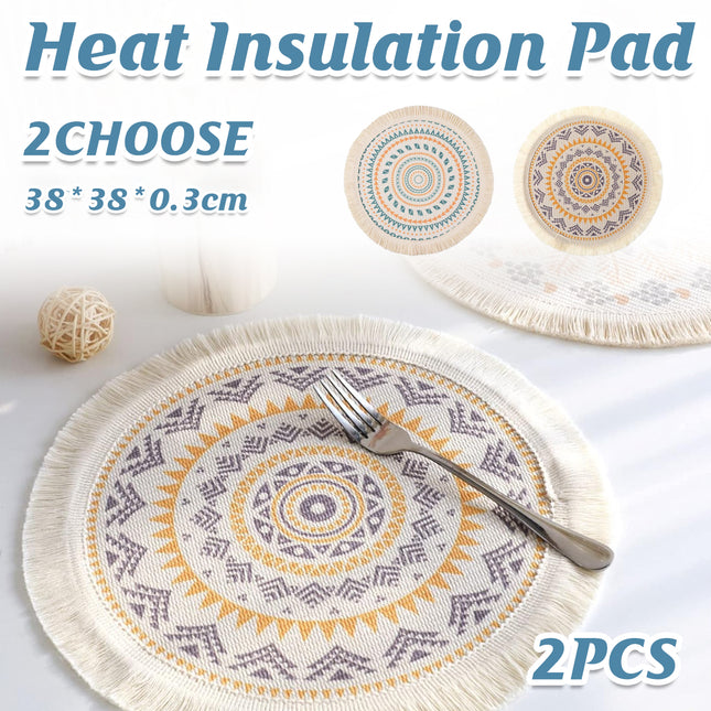 Round Placemats Fabric Heat Insulation Pads Coasters Home Decor Dining Table Mat