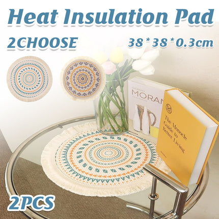 Round Placemats Fabric Heat Insulation Pads Coasters Home Decor Dining Table Mat