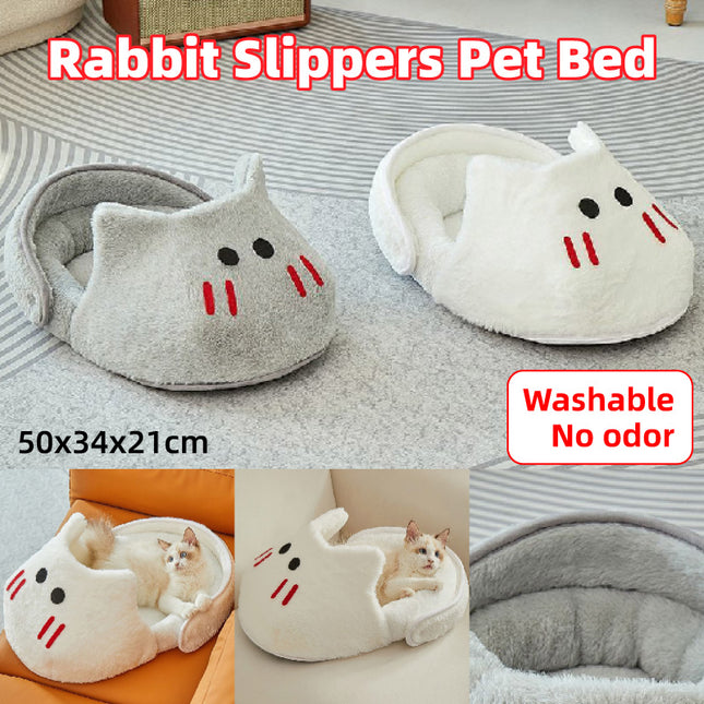 Cat Dog Bed Winter Sleeping Nest Rabbit Slipper Shape Pet House Soft Warm