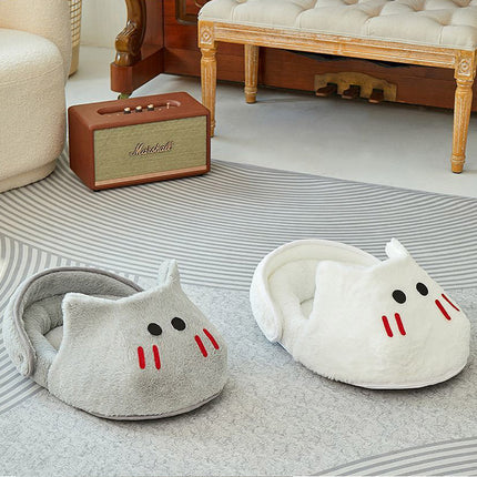 Cat Dog Bed Winter Sleeping Nest Rabbit Slipper Shape Pet House Soft Warm