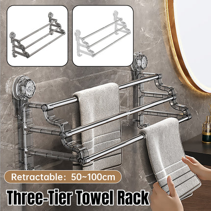 3-Tier Towel Rack No Drill Installation Wall Mounted Rustproof Space Saving