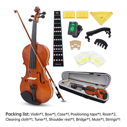 Beginner Violin 4/4 Full Size Linden Wood Complete Music Learning Set with Bow and Case