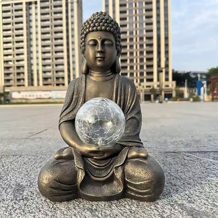 Buddha Solar Light Figurine Energy Saving Decorative Statue for Garden Balcony