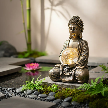Buddha Solar Light Figurine Energy Saving Decorative Statue for Garden Balcony