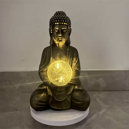 Buddha Solar Light Figurine Energy Saving Decorative Statue for Garden Balcony