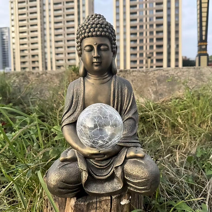 Buddha Solar Light Figurine Energy Saving Decorative Statue for Garden Balcony