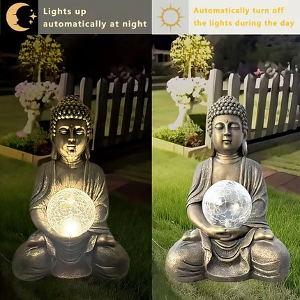Buddha Solar Light Figurine Energy Saving Decorative Statue for Garden Balcony