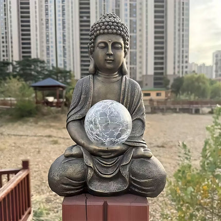 Buddha Solar Light Figurine Energy Saving Decorative Statue for Garden Balcony