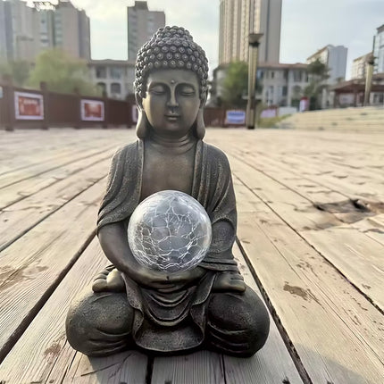Buddha Solar Light Figurine Energy Saving Decorative Statue for Garden Balcony