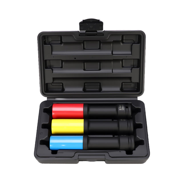 Impact Socket Set 3pcs 150mm Deep Wheel Nut Sockets CRMO Rim Safe Sleeve