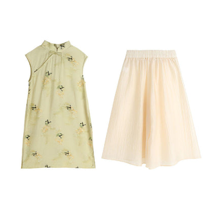 Spring Chinese Style Dress Set for Girls Traditional Long Hanfu Outfit